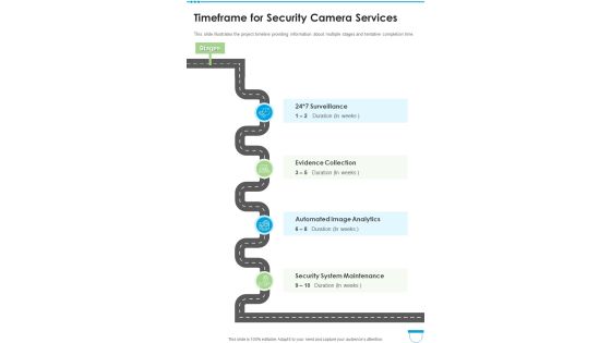 Timeframe For Security Camera Services One Pager Sample Example Document Timeframe For Security Camera Services One Pager Sample Example Document