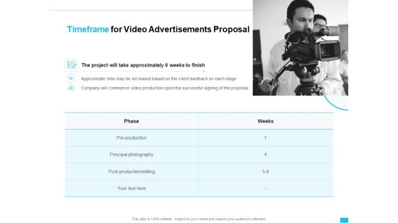 Timeframe For Video Advertisements Proposal Ppt Portfolio File Formats PDF