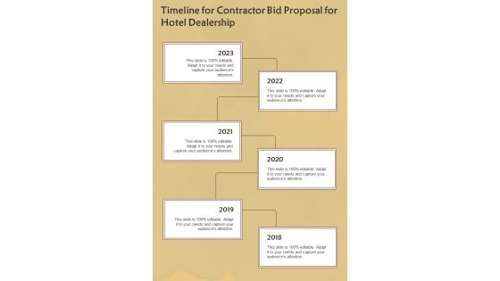 Timeline For Contractor Bid Proposal For Hotel Dealership One Pager Sample Example Document