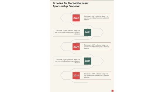 Timeline For Corporate Event Sponsorship Proposal One Pager Sample Example Document Timeline For Corporate Event Sponsorship Proposal One Pager Sample Example Document