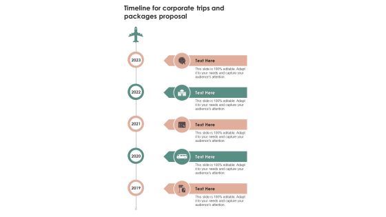 Timeline For Corporate Trips And Packages Proposal One Pager Sample Example Document Timeline For Corporate Trips And Packages Proposal One Pager Sample Example Document