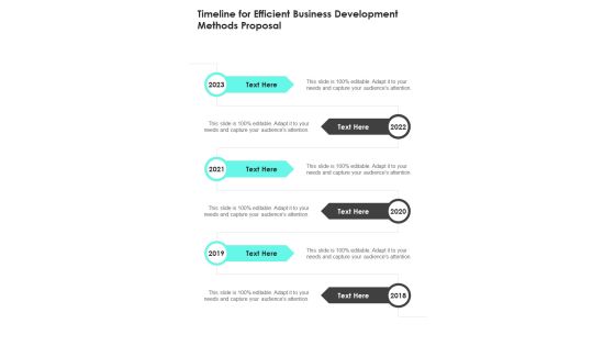 Timeline For Efficient Business Development Methods Proposal One Pager Sample Example Document Timeline For Efficient Business Development Methods Proposal One Pager Sample Example Document
