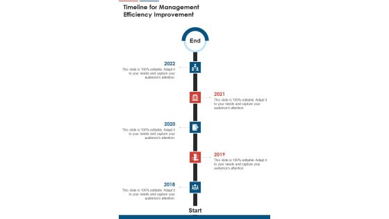 Timeline For Management Efficiency Improvement One Pager Sample Example Document Timeline For Management Efficiency Improvement One Pager Sample Example Document