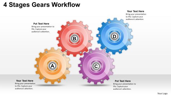 Timeline Ppt Template 4 Stages Gears Workflow Timeline Ppt Template 4 Stages Gears Workflow