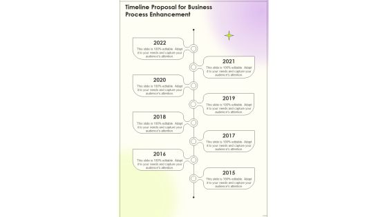 Timeline Proposal For Business Process Enhancement One Pager Sample Example Document Timeline Proposal For Business Process Enhancement One Pager Sample Example Document