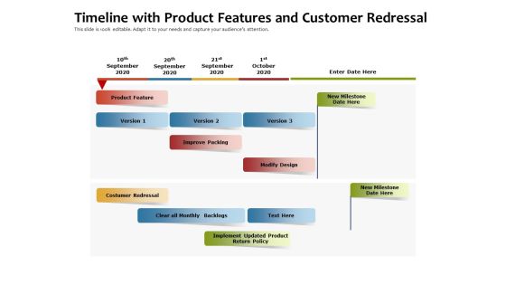 Timeline With Product Features And Customer Redressal Ppt PowerPoint Presentation Show Professional PDF Timeline With Product Features And Customer Redressal Ppt PowerPoint Presentation Show Professional PDF