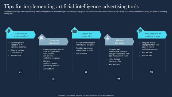 Tips For Implementing Artificial Intelligence Advertising Tools Demonstration PDF Tips For Implementing Artificial Intelligence Advertising Tools Demonstration PDF