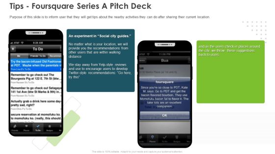 Tips Foursquare Series A Pitch Deck Ppt Show File Formats PDF Tips Foursquare Series A Pitch Deck Ppt Show File Formats PDF