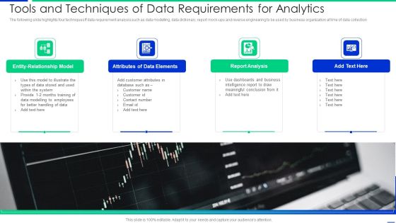 Tools And Techniques Of Data Requirements For Analytics Mockup PDF Tools And Techniques Of Data Requirements For Analytics Mockup PDF
