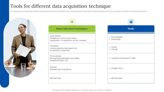 Tools For Different Data Acquisition Technique Mockup PDF Tools For Different Data Acquisition Technique Mockup PDF