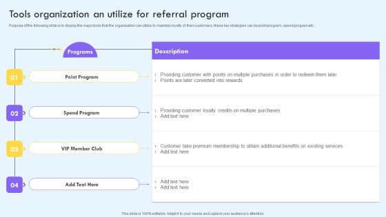 Tools Organization An Utilize For Referral Program Ppt PowerPoint Presentation File Gallery PDF Tools Organization An Utilize For Referral Program Ppt PowerPoint Presentation File Gallery PDF