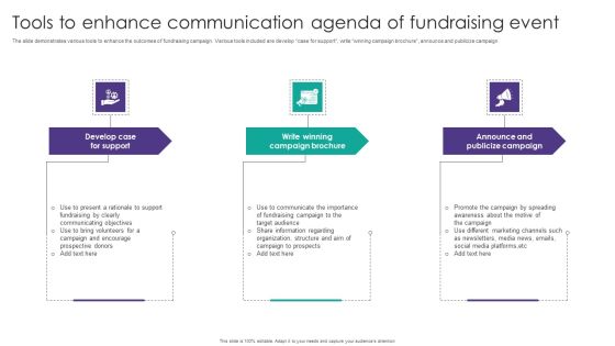 Tools To Enhance Communication Agenda Of Fundraising Event Mockup PDF Tools To Enhance Communication Agenda Of Fundraising Event Mockup PDF
