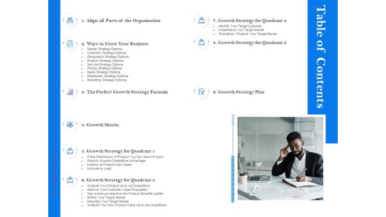 Tools To Identify Market Opportunities For Business Growth Table Of Contents Inspiration PDF