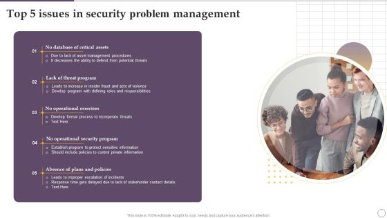 Top 5 Issues In Security Problem Management Ppt Slides Show PDF Top 5 Issues In Security Problem Management Ppt Slides Show PDF