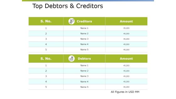 Top Debtors And Creditors Ppt PowerPoint Presentation Professional Design Ideas