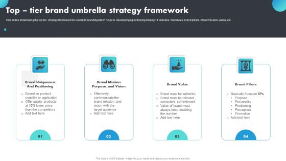 Top Tier Brand Umbrella Strategy Framework Topics PDF