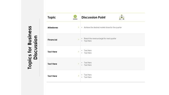 Topics For Business Discussion Ppt PowerPoint Presentation Pictures Deck Topics For Business Discussion Ppt PowerPoint Presentation Pictures Deck