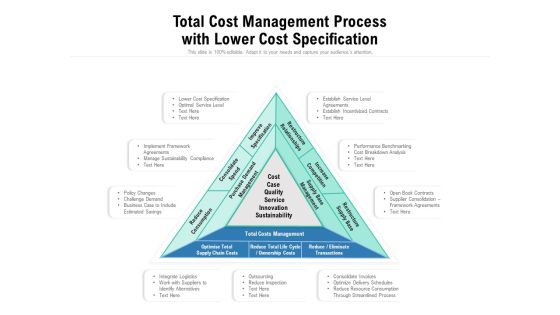 Total Cost Management Process With Lower Cost Specification Ppt PowerPoint Presentation Ideas Demonstration PDF