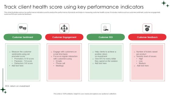 Track Client Health Score Using Key Performance Indicators Summary PDF