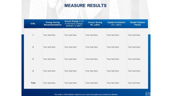Tracking Energy Consumption Measure Results Ppt Layouts Portfolio PDF
