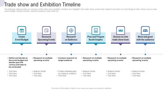 Trade Show And Exhibition Timeline Commercial Activities Marketing Tools Structure PDF
