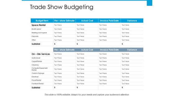 Trade Show Budgeting Ppt PowerPoint Presentation Professional Good Trade Show Budgeting Ppt PowerPoint Presentation Professional Good