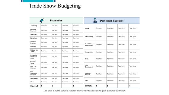 Trade Show Budgeting Promotion Ppt PowerPoint Presentation File Deck Trade Show Budgeting Promotion Ppt PowerPoint Presentation File Deck