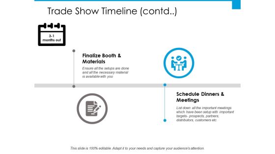 Trade Show Timeline Schedule Dinners And Meetings Ppt PowerPoint Presentation Pictures Layout Ideas Trade Show Timeline Schedule Dinners And Meetings Ppt PowerPoint Presentation Pictures Layout Ideas