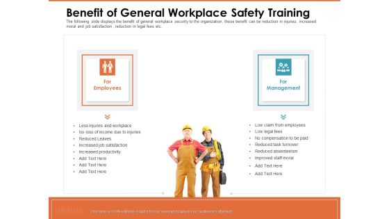Train Employees Health Safety Benefit Of General Workplace Safety Training Graphics PDF