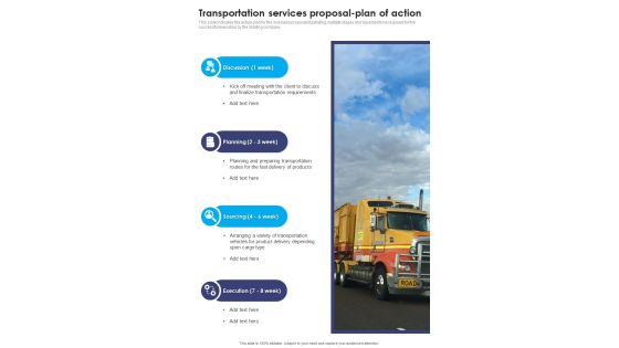 Transportation Services Proposal Plan Of Action One Pager Sample Example Document Transportation Services Proposal Plan Of Action One Pager Sample Example Document