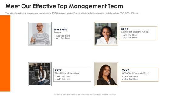 Travelling Platform Capital Funding Pitch Deck Meet Our Effective Top Management Team Guidelines PDF Travelling Platform Capital Funding Pitch Deck Meet Our Effective Top Management Team Guidelines PDF