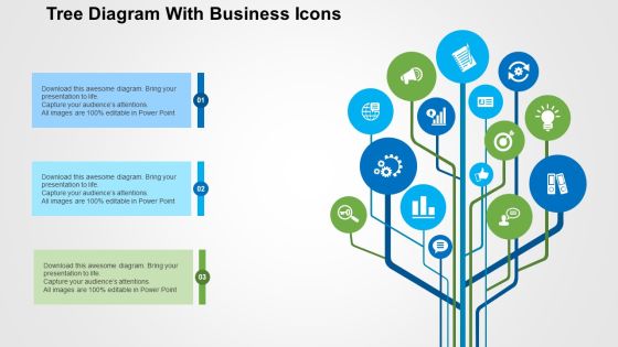 Tree Diagram With Business Icons PowerPoint Templates
