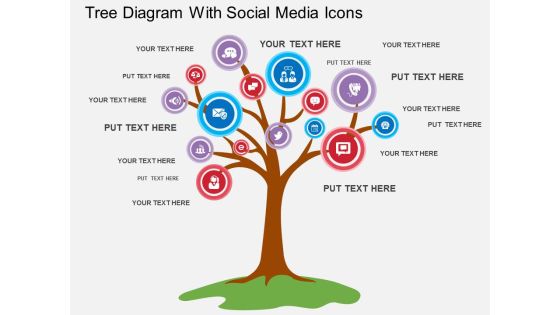 Tree Diagram With Social Media Icons Powerpoint Template Tree Diagram With Social Media Icons Powerpoint Template