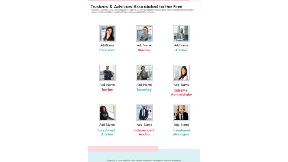 Trustees And Advisors Associated To The Firm One Pager Documents