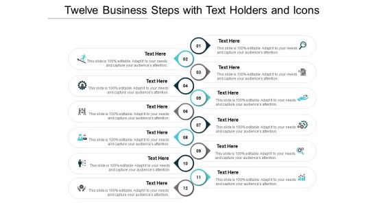 Twelve Business Steps With Text Holders And Icons Ppt PowerPoint Presentation Outline Slides Twelve Business Steps With Text Holders And Icons Ppt PowerPoint Presentation Outline Slides