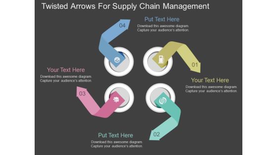 Twisted Arrows For Supply Chain Management Powerpoint Template Twisted Arrows For Supply Chain Management Powerpoint Template
