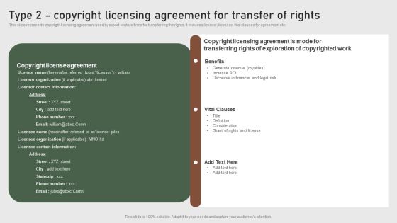 Type 2 Copyright Licensing Agreement For Transfer Formulating Global Marketing Strategy To Improve Professional PDF