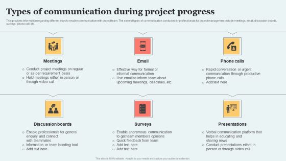 Types Of Communication During Project Progress Pictures PDF