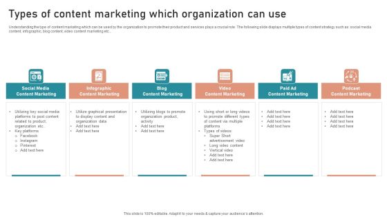 Types Of Content Marketing Which Organization Can Use Diagrams PDF Types Of Content Marketing Which Organization Can Use Diagrams PDF