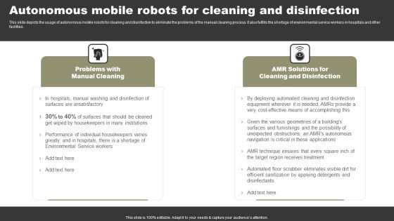 Types Of Independent Robotic System Autonomous Mobile Robots For Cleaning And Disinfection Themes PDF Types Of Independent Robotic System Autonomous Mobile Robots For Cleaning And Disinfection Themes PDF