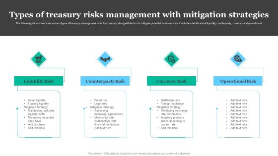Types Of Treasury Risks Management With Mitigation Strategies Sample PDF