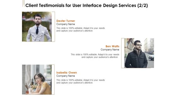 UI Software Design Client Testimonials For User Interface Design Services Audience Ppt Layouts Graphic Tips PDF UI Software Design Client Testimonials For User Interface Design Services Audience Ppt Layouts Graphic Tips PDF