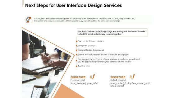 UI Software Design Next Steps For User Interface Design Services Ppt Infographic Template Sample PDF UI Software Design Next Steps For User Interface Design Services Ppt Infographic Template Sample PDF