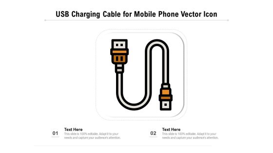 USB Charging Cable For Mobile Phone Vector Icon Ppt PowerPoint Presentation Infographic Template Templates PDF