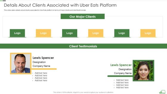 Uber Eats Venture Capitalist Financing Elevator Details About Clients Associated With Uber Eats Platform Slides PDF Uber Eats Venture Capitalist Financing Elevator Details About Clients Associated With Uber Eats Platform Slides PDF