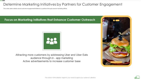Uber Eats Venture Capitalist Financing Elevator Determine Marketing Initiatives By Partners For Customer Engagement Information PDF Uber Eats Venture Capitalist Financing Elevator Determine Marketing Initiatives By Partners For Customer Engagement Information PDF
