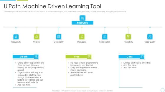 Uipath Machine Driven Learning Tool Ppt File Format Ideas PDF