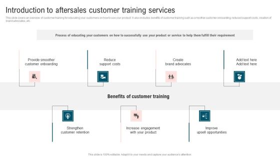 Ultimate Guide To Improve Customer Support And Services Introduction Aftersales Customer Training Services Icons PDF