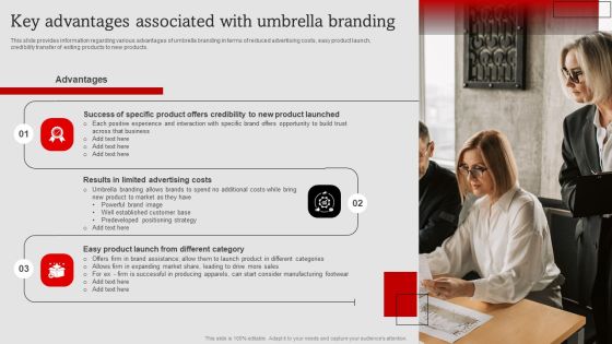 Umbrella Branding Measures To Boost Brand Awareness Key Advantages Associated With Umbrella Branding Mockup PDF