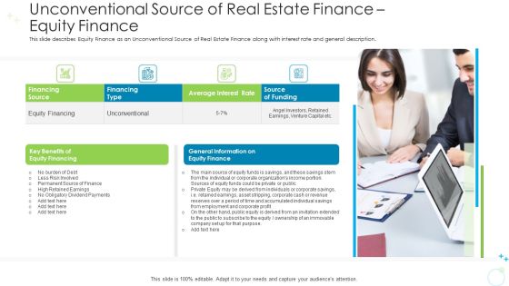 Unconventional Source Of Real Estate Finance Equity Finance Ppt Styles Backgrounds PDF Unconventional Source Of Real Estate Finance Equity Finance Ppt Styles Backgrounds PDF